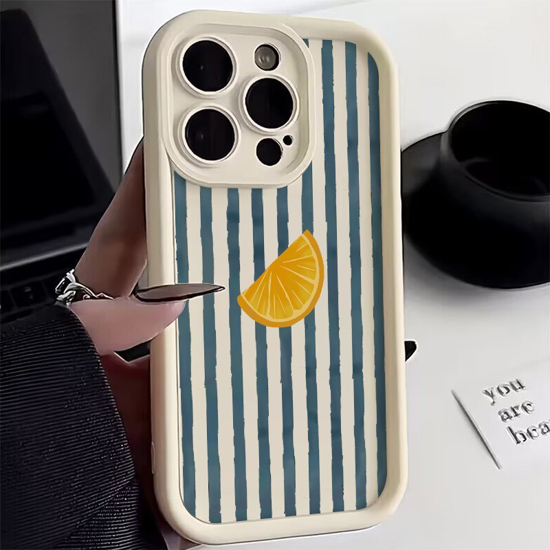 Apple Iphone 15 Pro Max - Listrado limão fatia padrão caso de